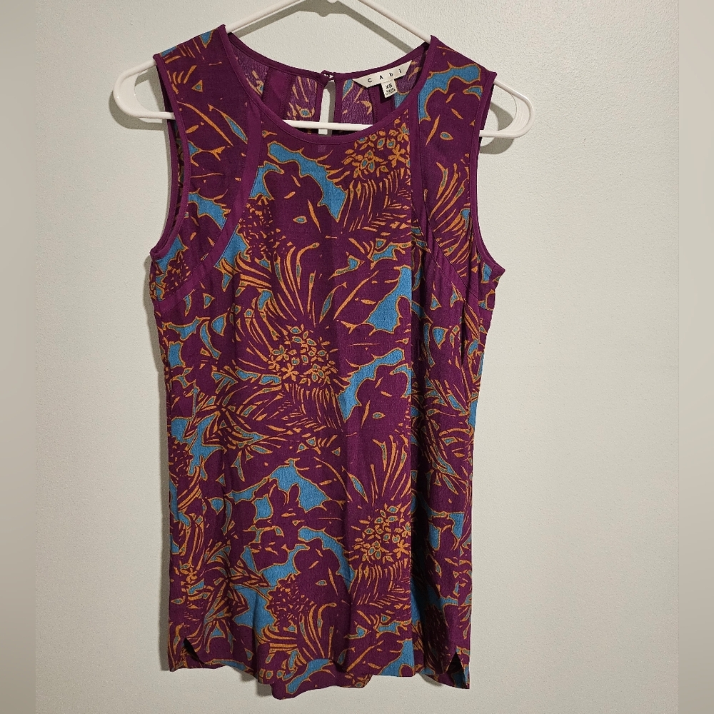 CAbi Boho Abstract Print Blouse Women’s XS Lightweight Flowy Top